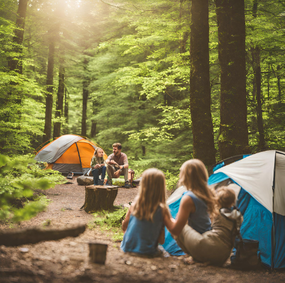 Family camping in The Smoky Mountains