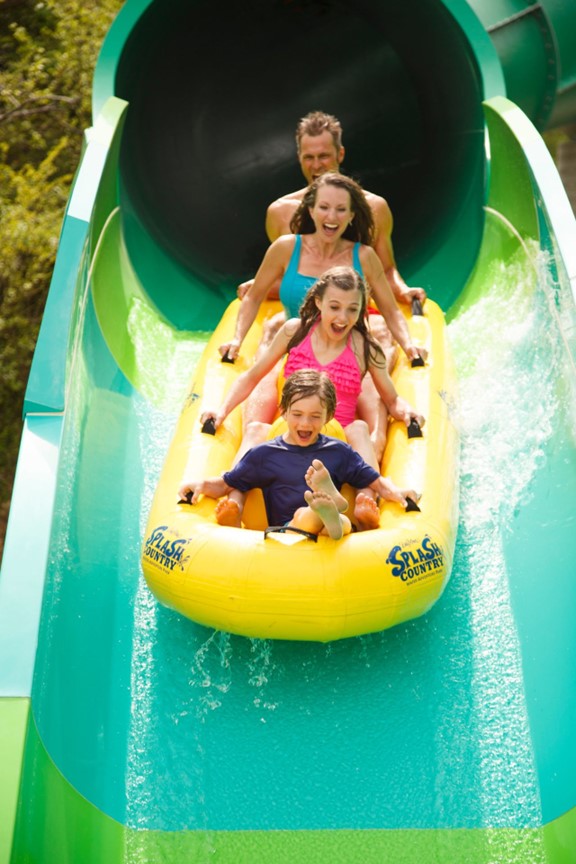 Family on The Water Slide